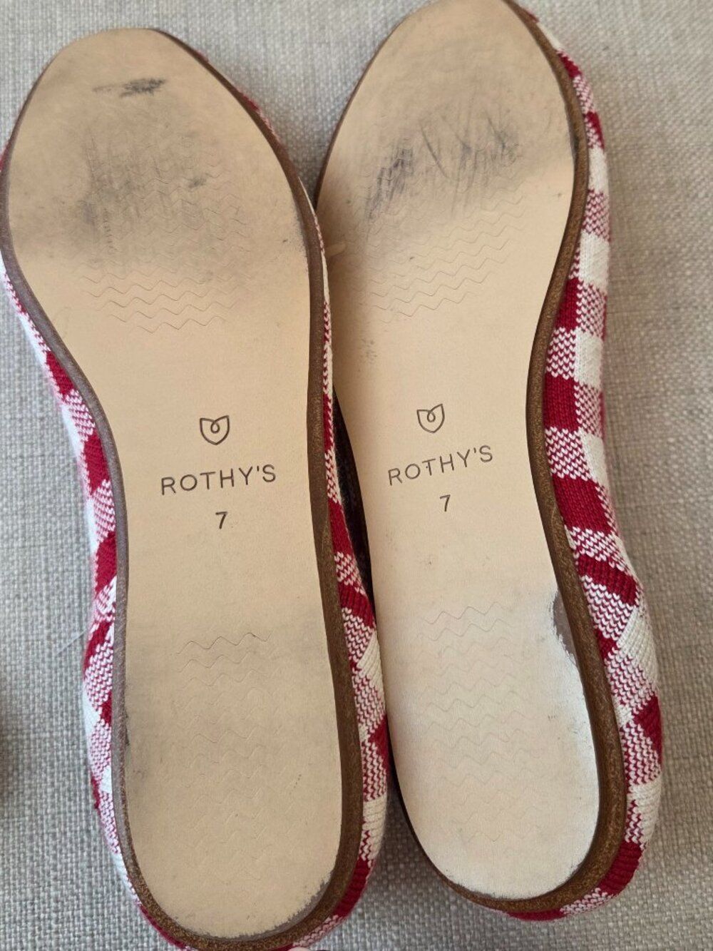Rothys x Marta Ferri Scarlett Check Loafers Size 7 Red White Gingham Plaid Shoe - Picture 10 of 12